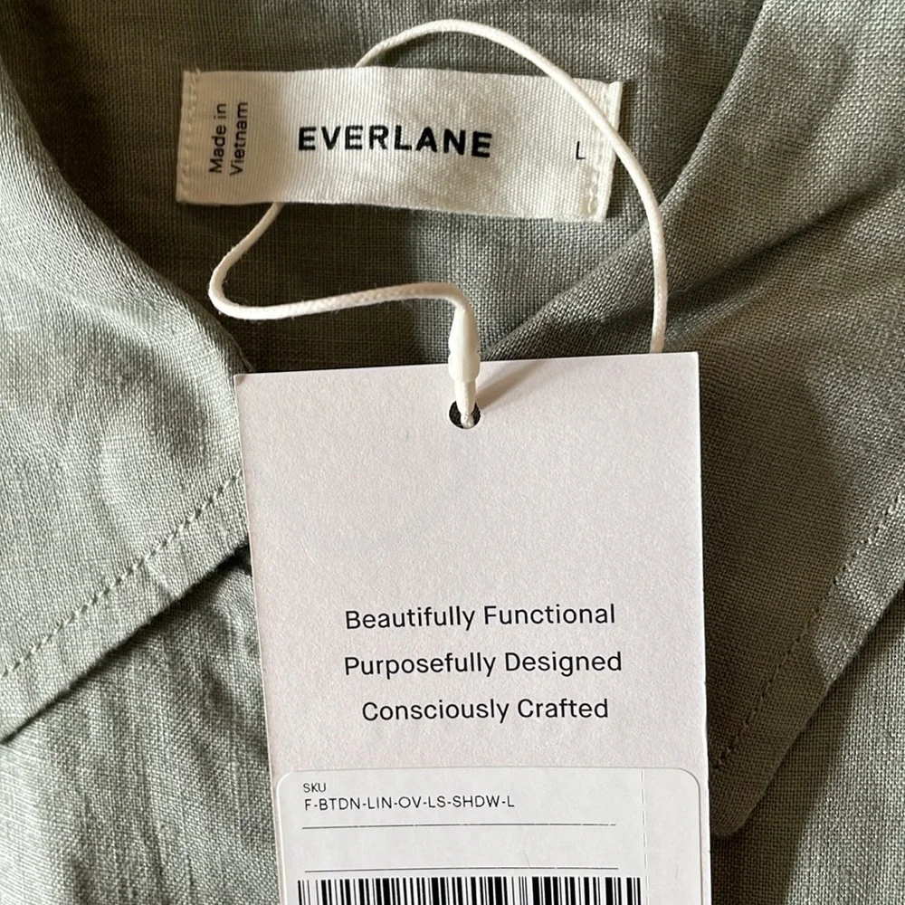 Everlane Must-have shirt linen large sage green - Picture 3 of 7